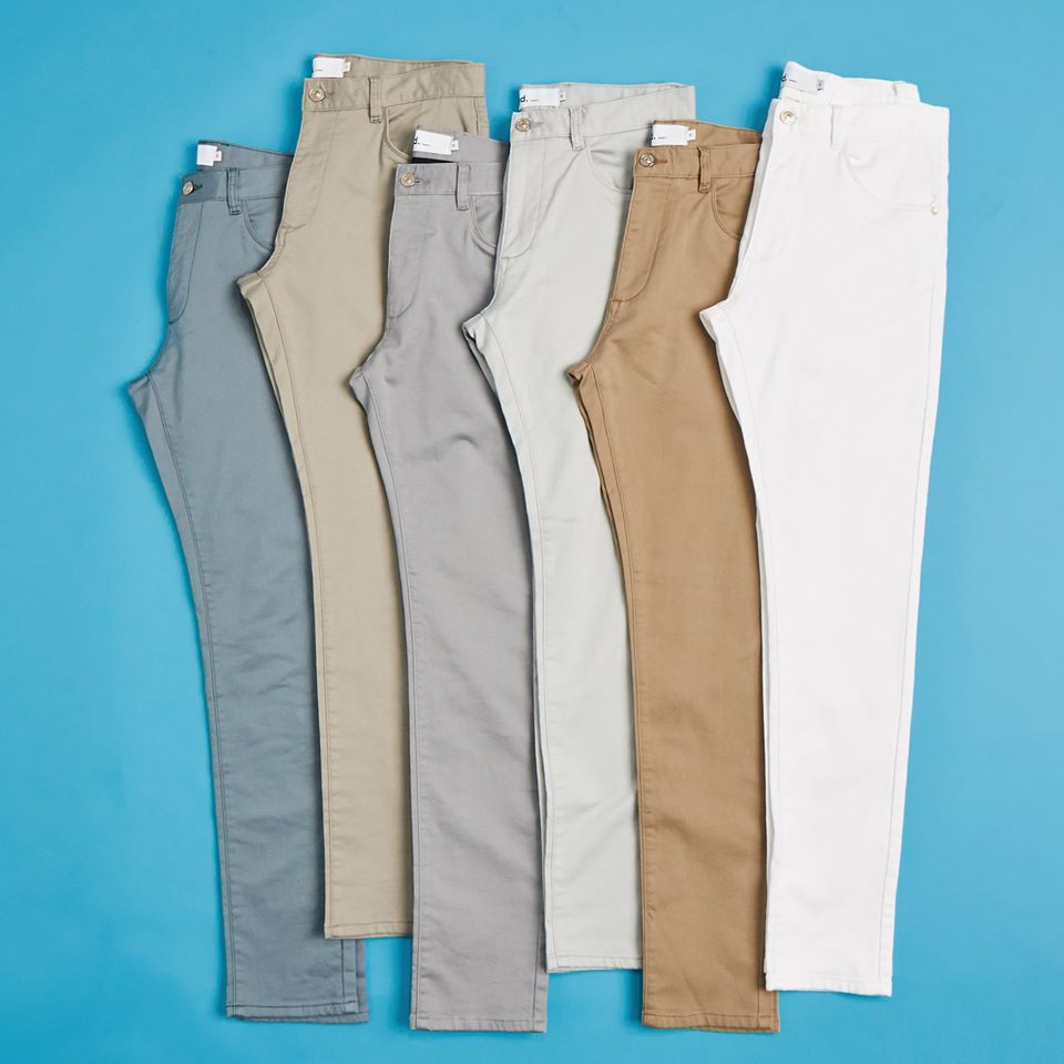 6 pairs of mens slacks coloured greys, browns and bones.
