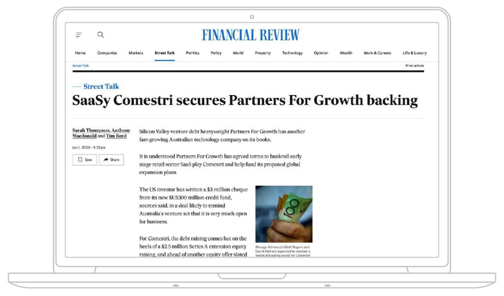 Comestri secures Partners For Growth backing