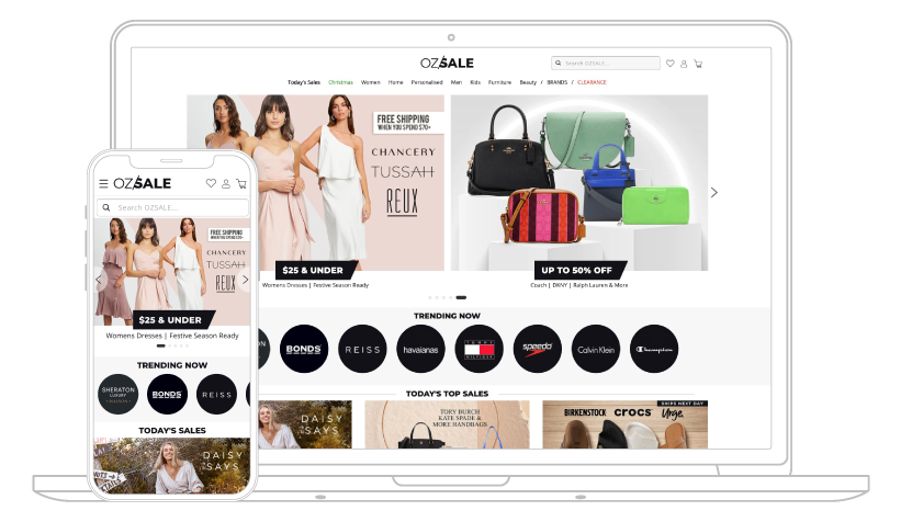 OZSALE Marketplace website on laptop and mobile